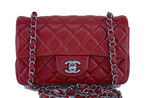 chanel red mini flap